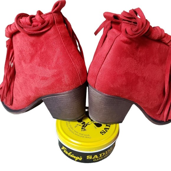 Womens RED Center Cut Fringe Ankle Booties. Size 11 - Picture 9 of 9